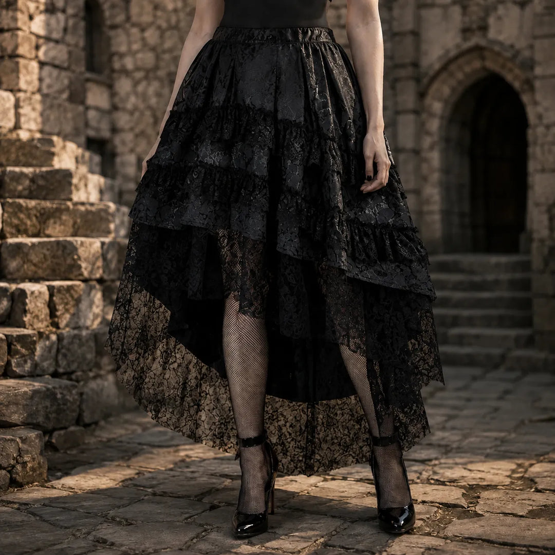 Black Gothic Steampunk Ruffled Skirt