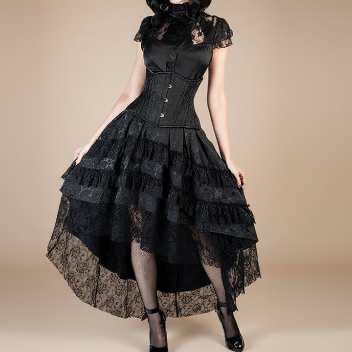 Black Gothic Steampunk Ruffled Skirt
