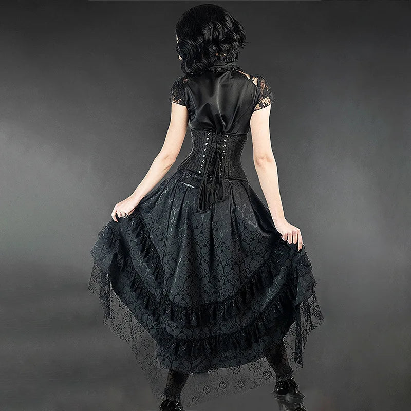 Black Gothic Steampunk Ruffled Skirt edgy
