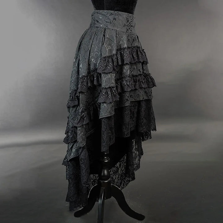 Black Gothic Steampunk Ruffled Skirt gothic