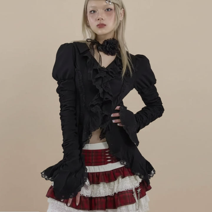 Black Irregular Steampunk Shirt