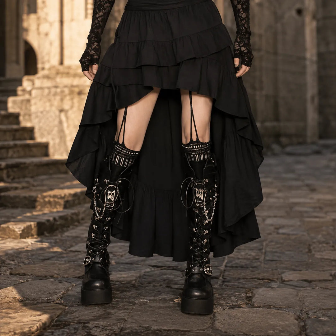 Black Retro Steampunk Skirt