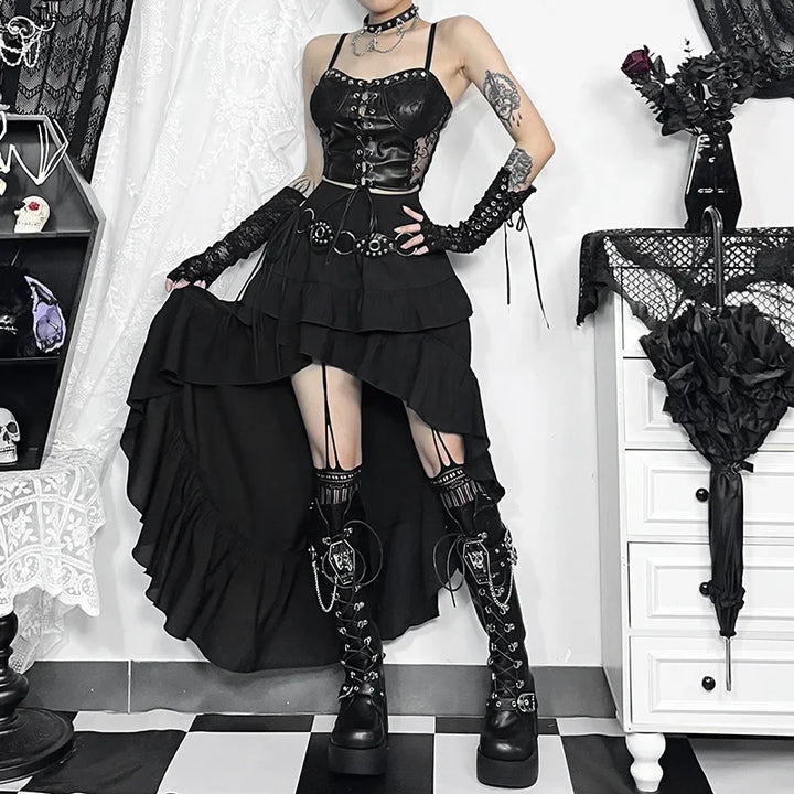 Black Retro Steampunk Skirt