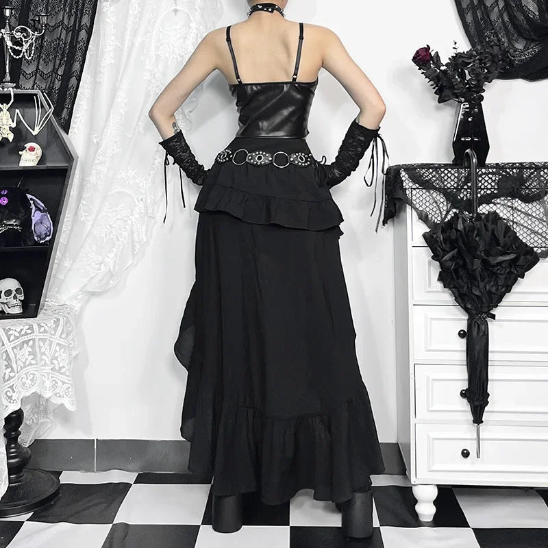 Black Retro Steampunk Skirt edgy