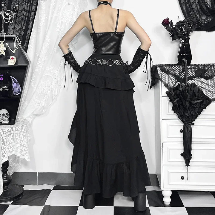 Black Retro Steampunk Skirt edgy