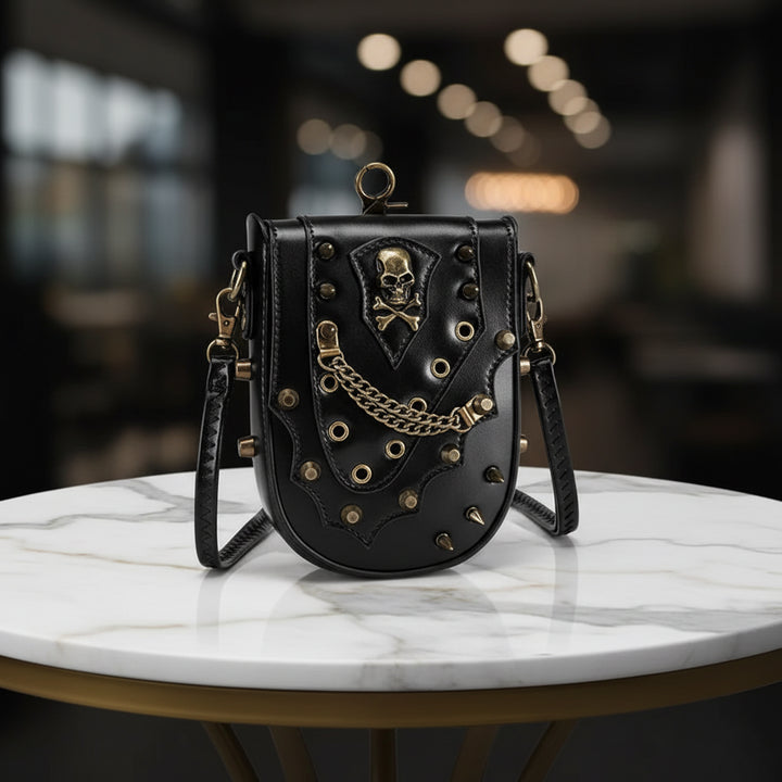 Black Riveted Steampunk Shoulder Bag