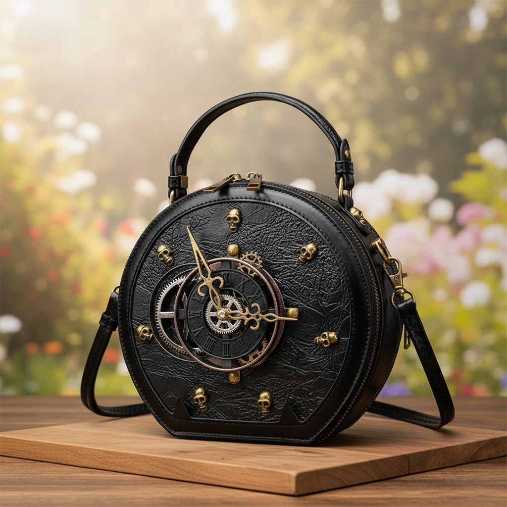 Black Round Steampunk Shoulder Bag