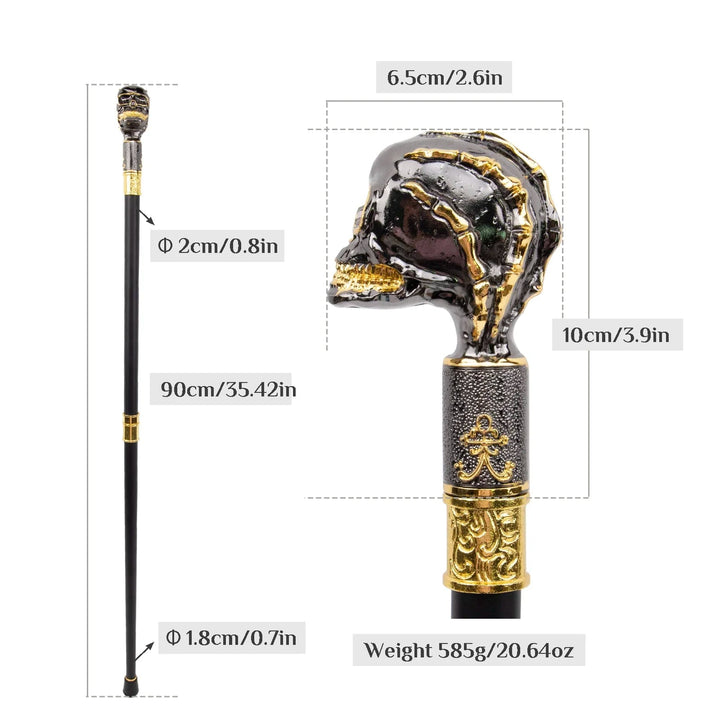 Black Skull Steampunk Cane unique
