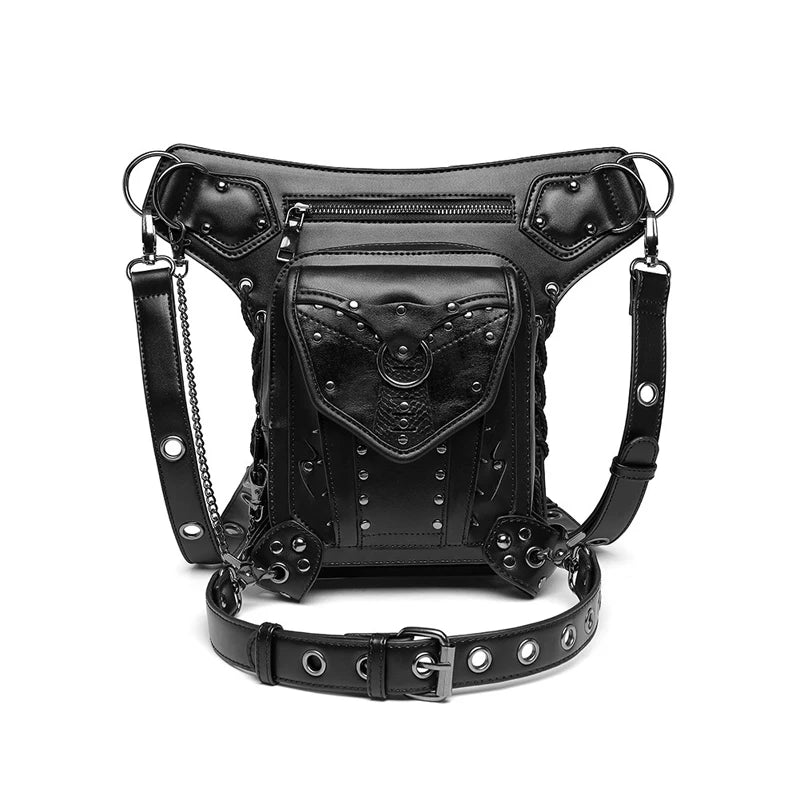 Black Steampunk Bag With Rivets