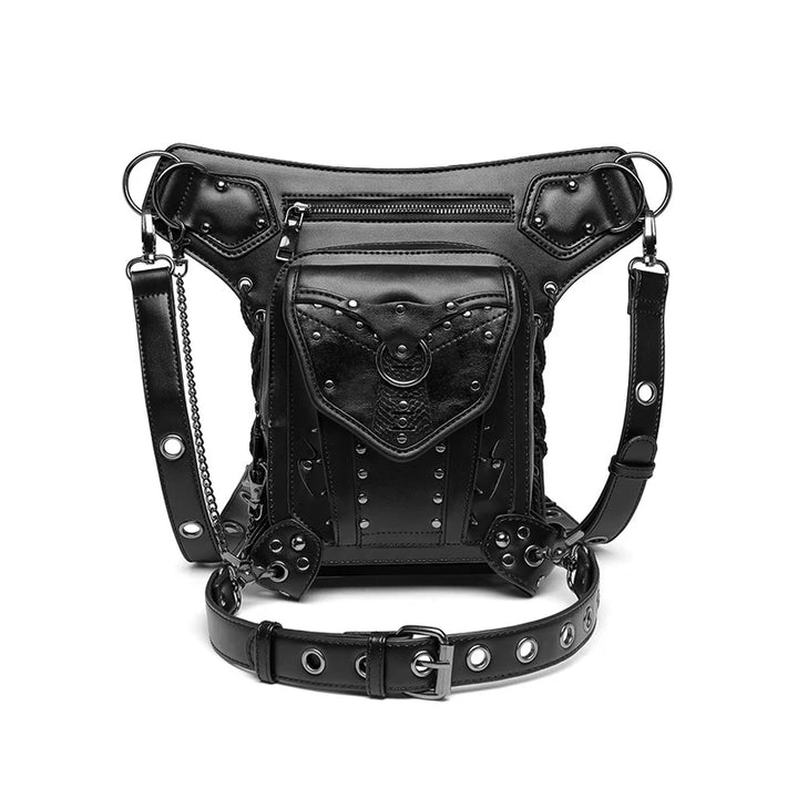 Black Steampunk Bag With Rivets