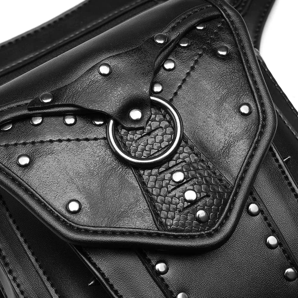 Black Steampunk Bag With Rivets chic