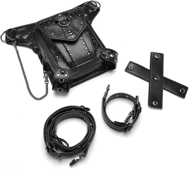 Black Steampunk Bag With Rivets fashion