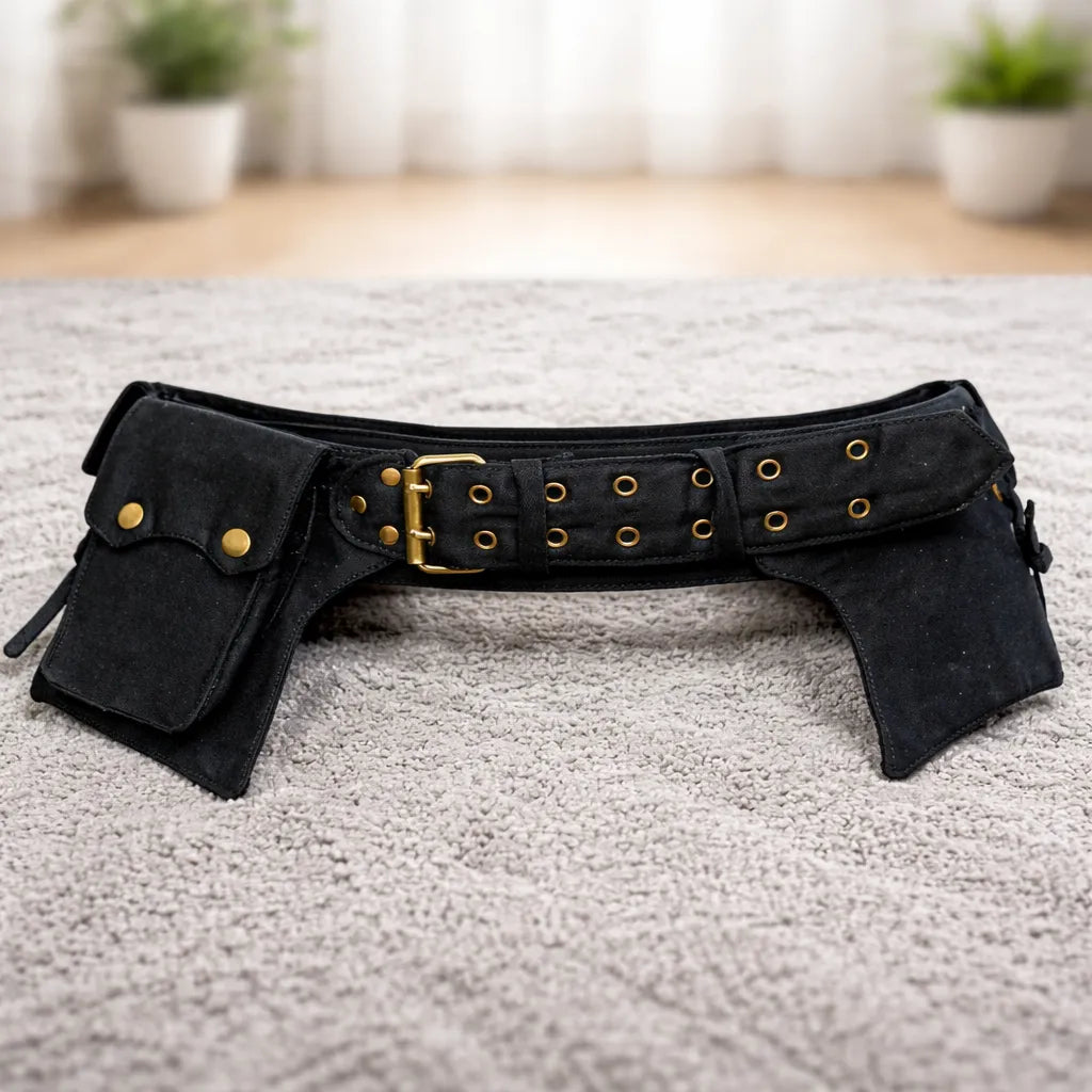 Black Steampunk Belt Bag