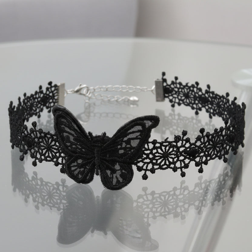 Black Steampunk Butterfly Choker Necklace