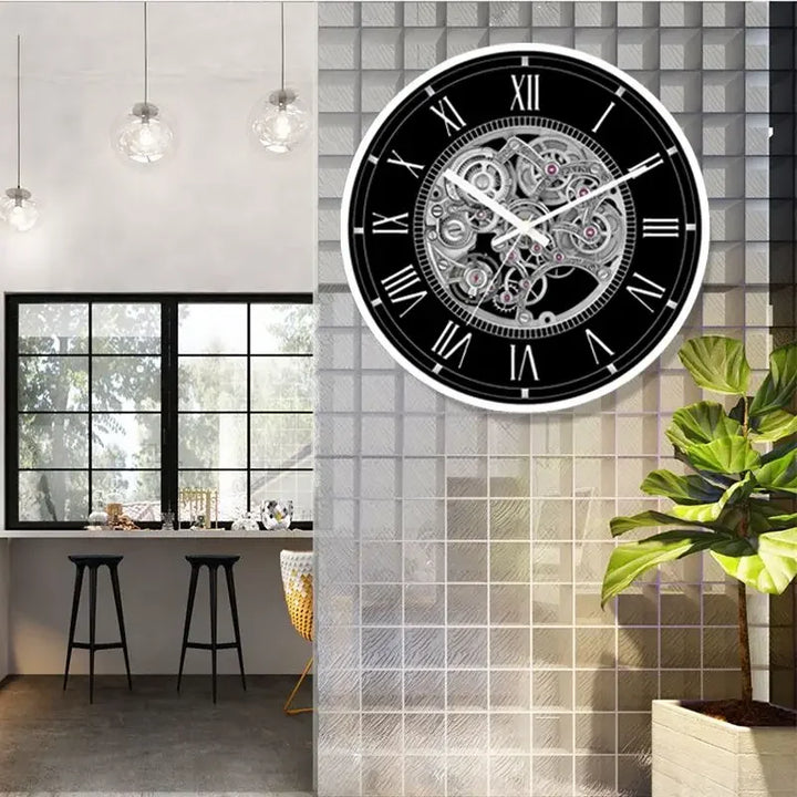 Black Steampunk Clock with Gear Patterns Stylish