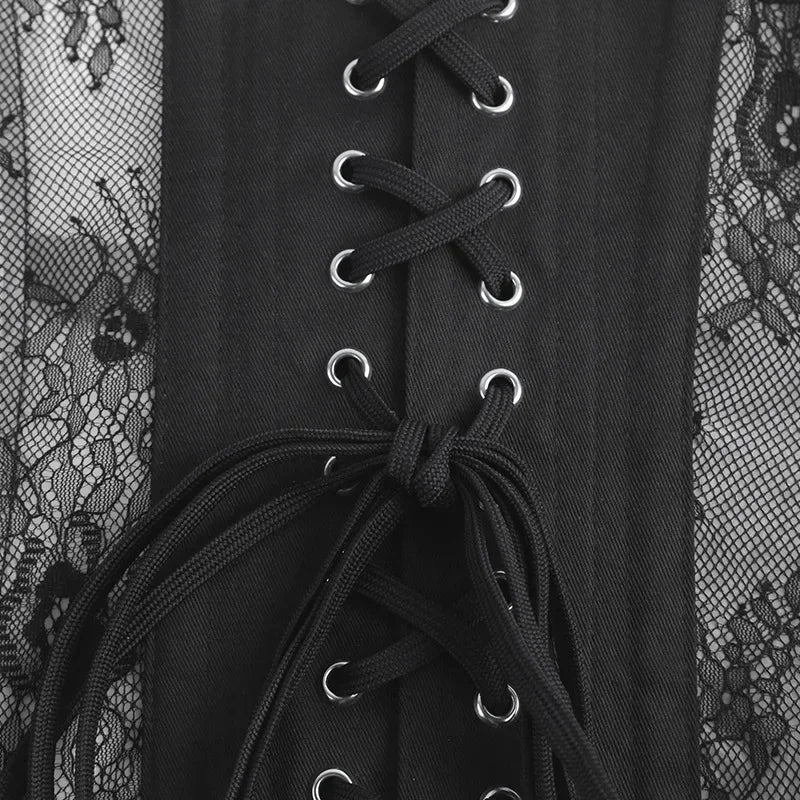 Black Steampunk Corset with Lace Closure