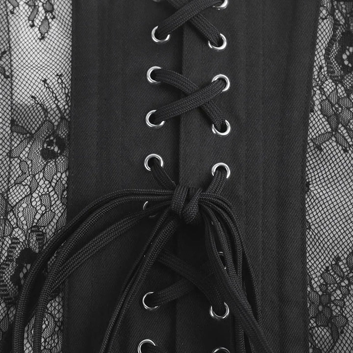 Black Steampunk Corset with Lace Closure