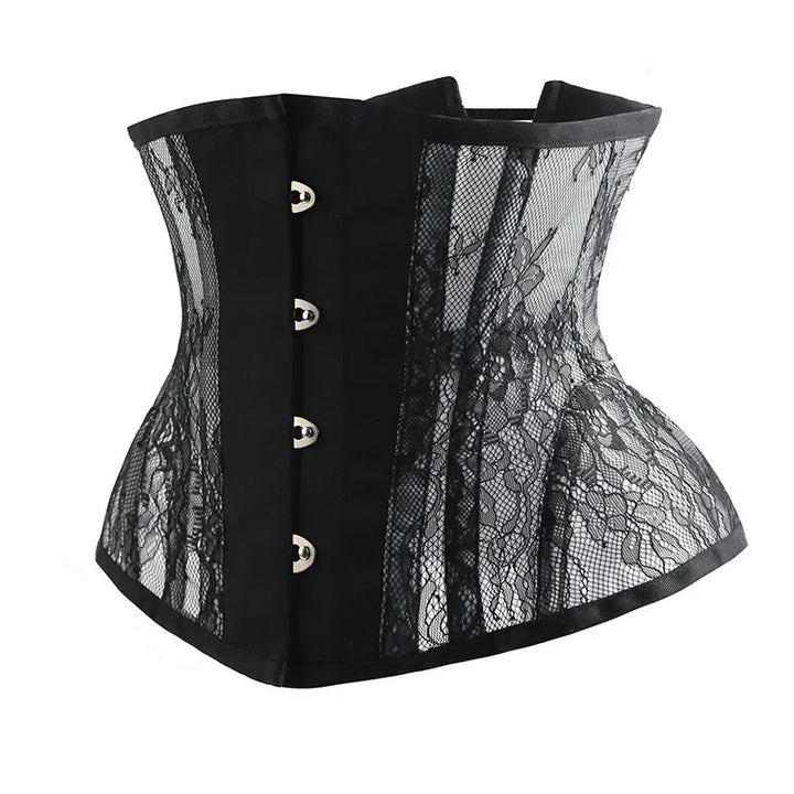 Black Steampunk Corset with Lace Design