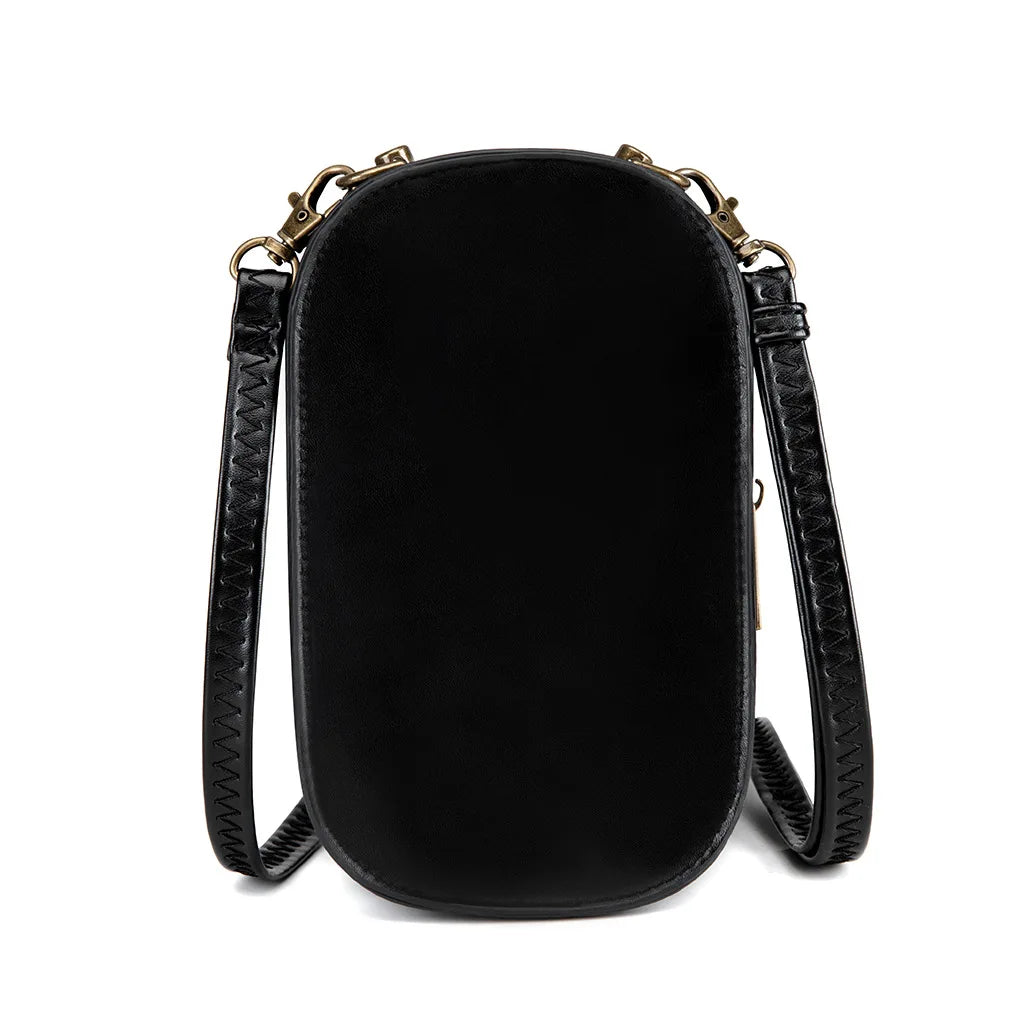 Black Steampunk Crossbody Bag With A Watch unique