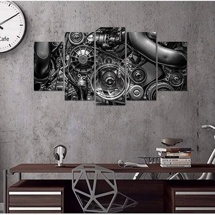 Black Steampunk Engine Wall Art Design
