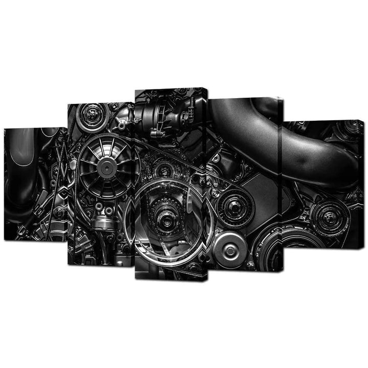 Black Steampunk Engine Wall Art Style
