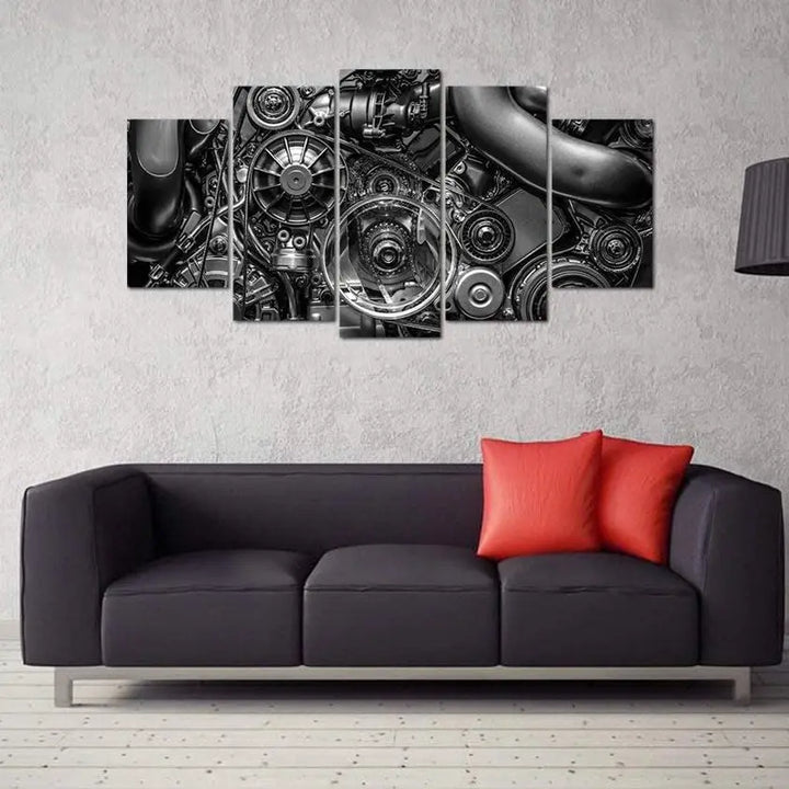 Black Steampunk Engine Wall Art Stylish