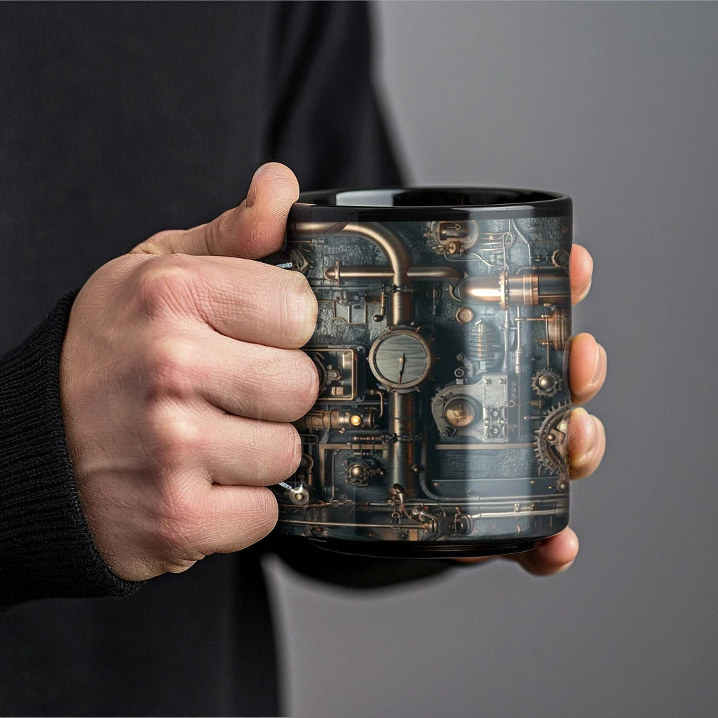 Black Steampunk Gear Mug fashion