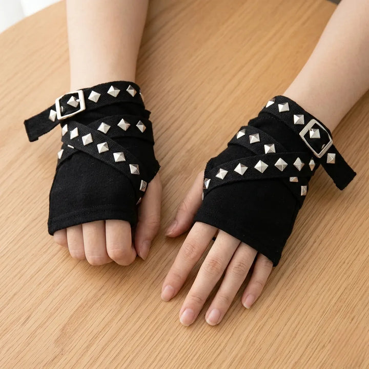 Black Steampunk Gloves with Rivets