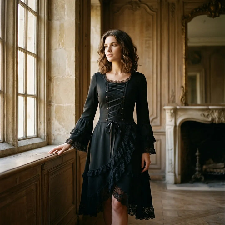 Black Steampunk Lace Dress