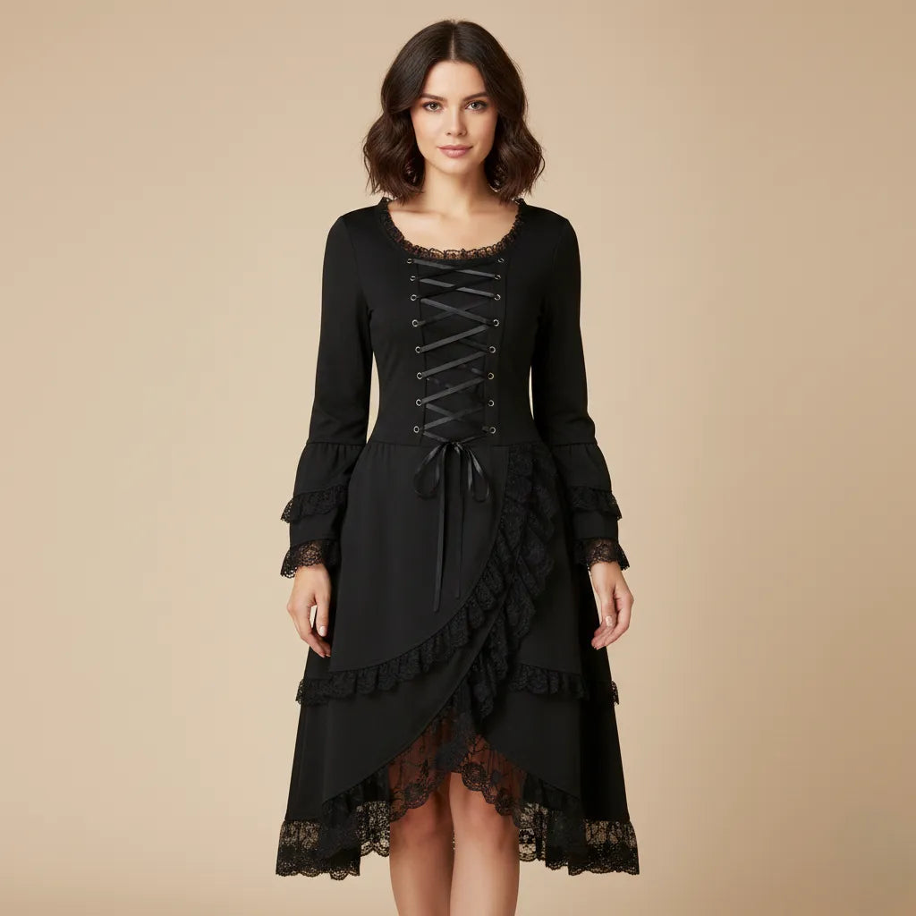 Black Steampunk Lace Dress