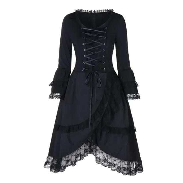 Black Steampunk Lace Dress Stylish