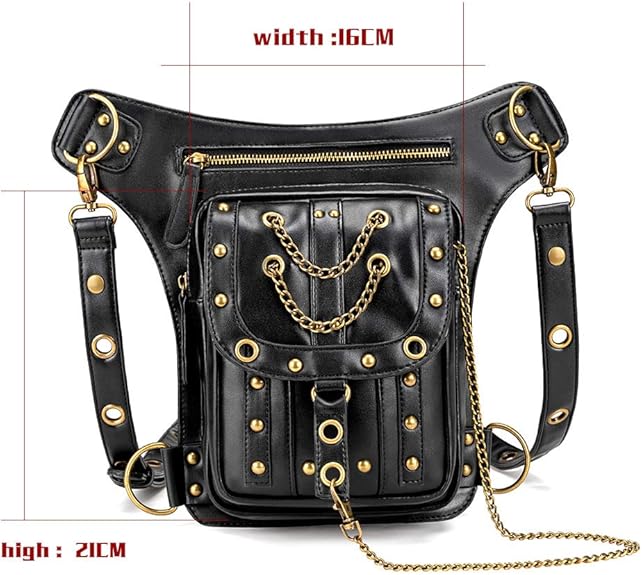 Black Steampunk Leg Bag With Chains unique