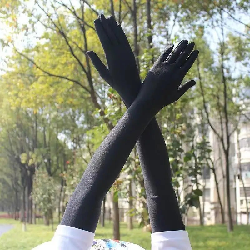 Black Steampunk Long Gloves