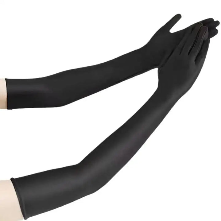 Black Steampunk Long Gloves Design