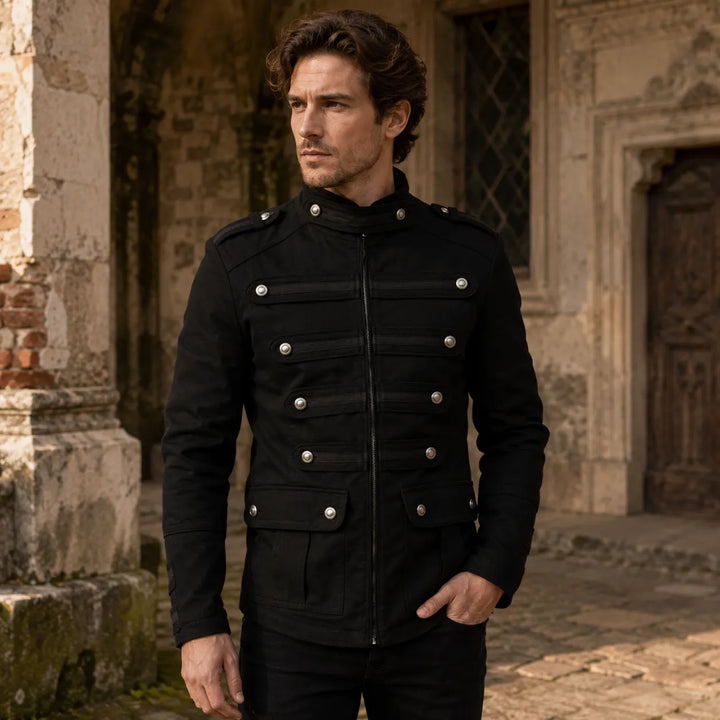 Black Steampunk Military Jacket