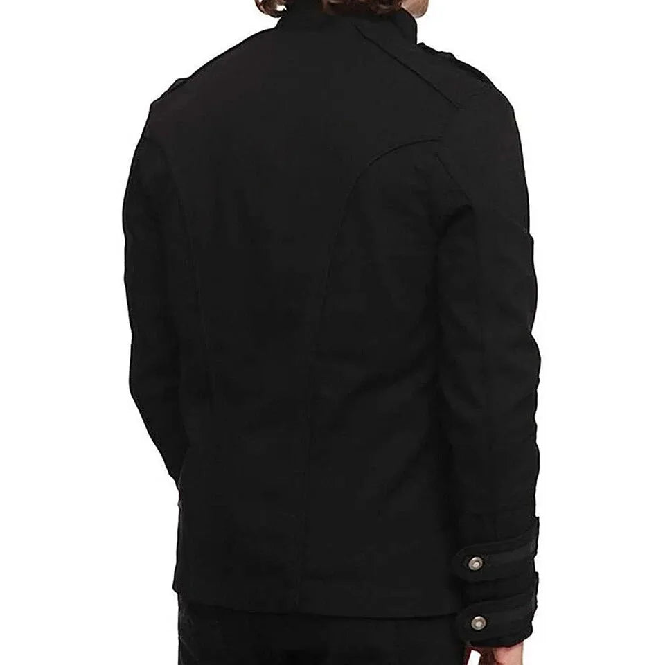 Black Steampunk Military Jacket Design