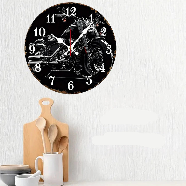 Black Steampunk Motorcycle Wall Clock