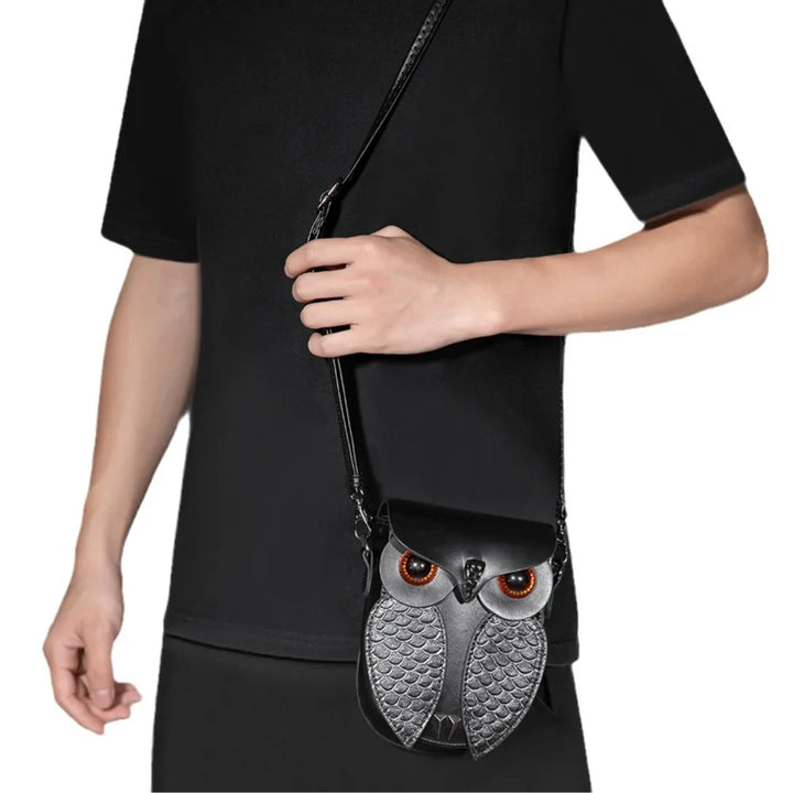 Black Steampunk Owl Bag leather