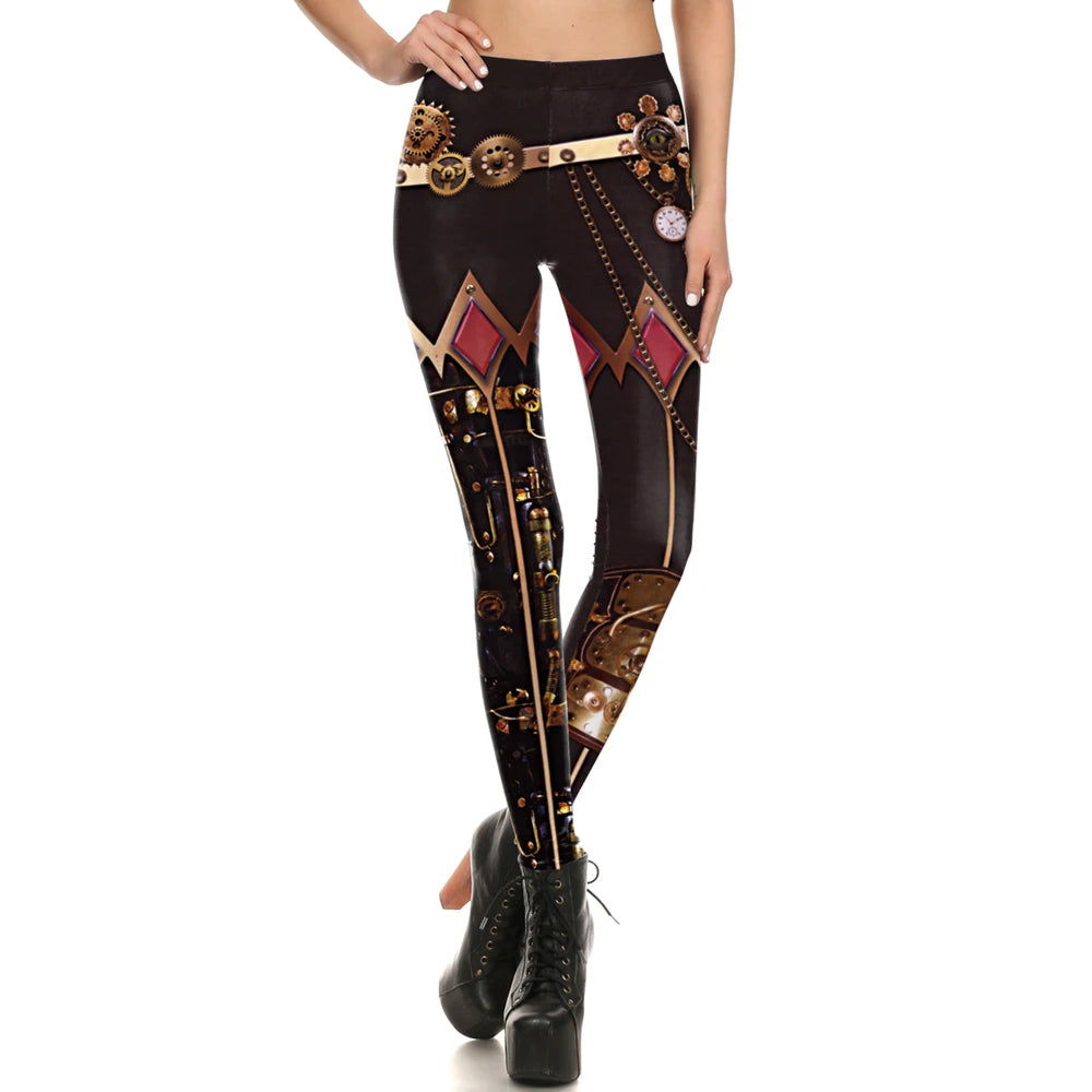 Black Steampunk Patterned Leggings Design