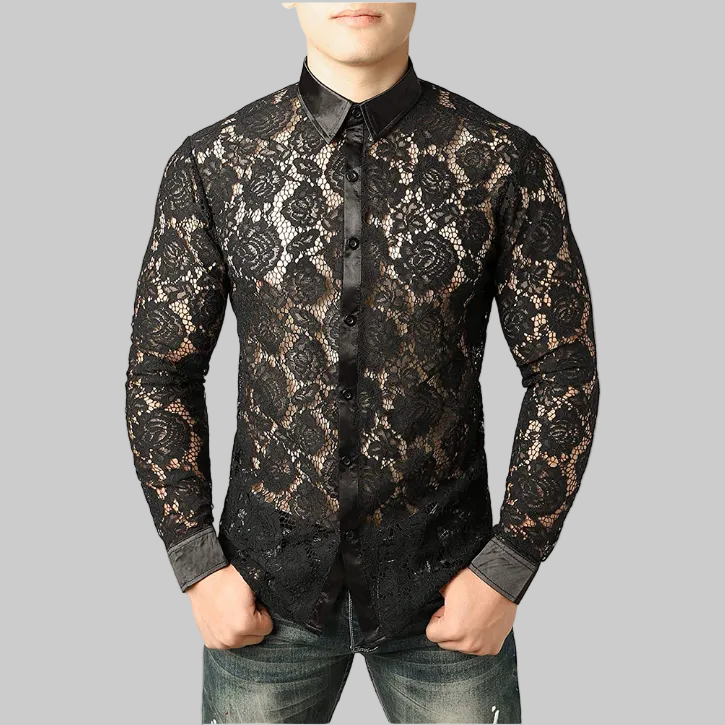 Black Steampunk Shirt with Roses