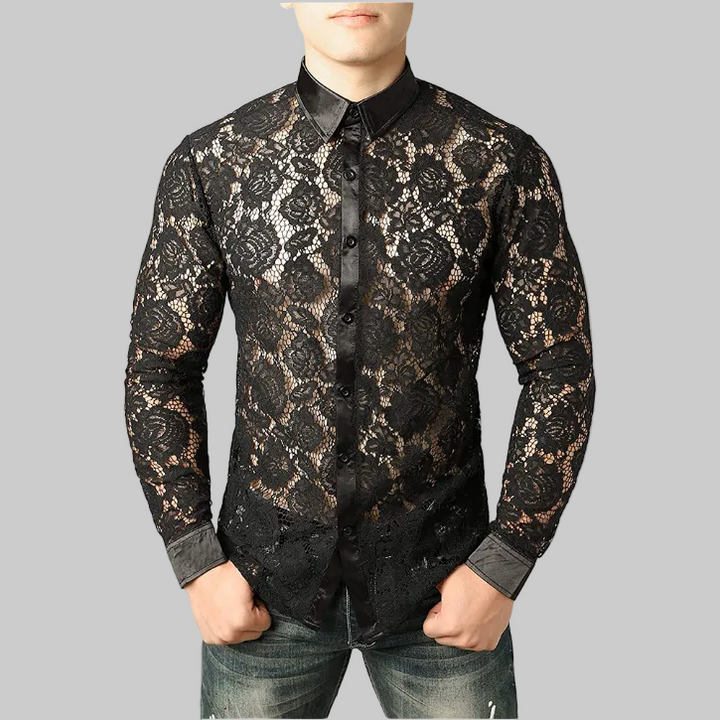 Black Steampunk Shirt with Roses