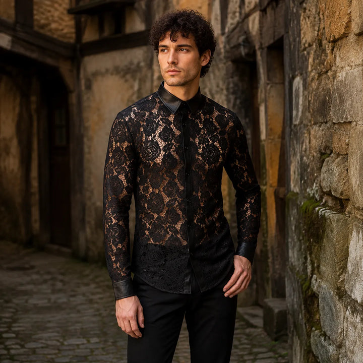 Black Steampunk Shirt with Roses