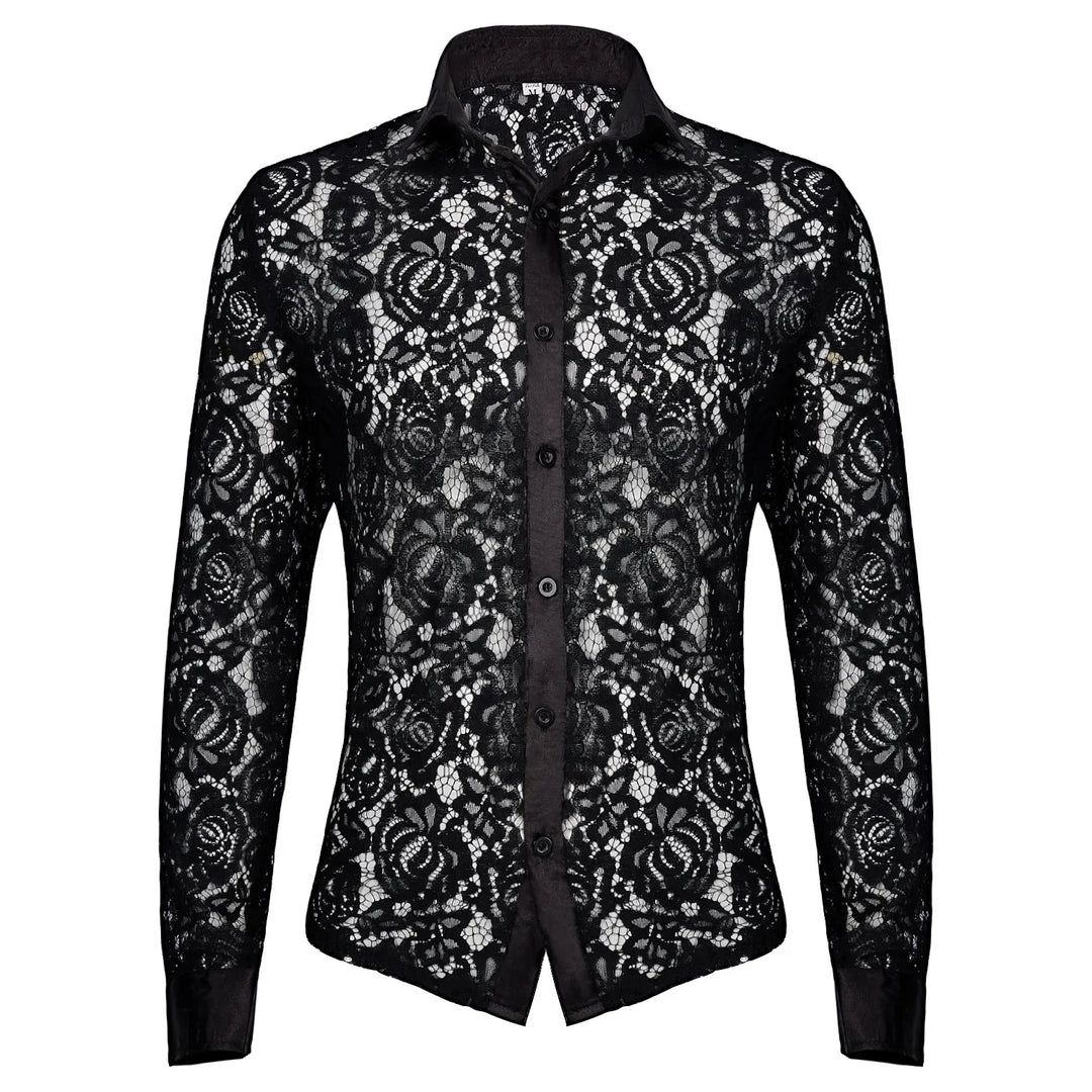 Black Steampunk Shirt with Roses fashion