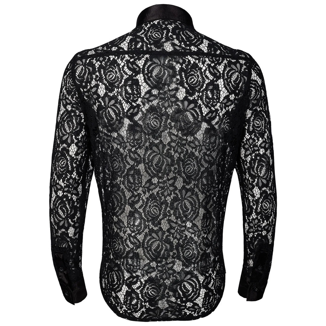 Black Steampunk Shirt with Roses stylish