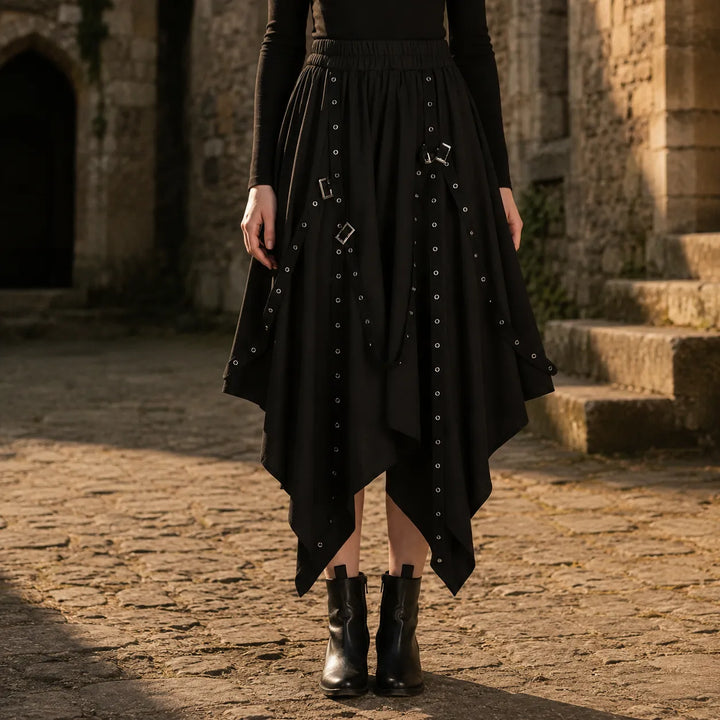 Black Steampunk Skirt With Straps