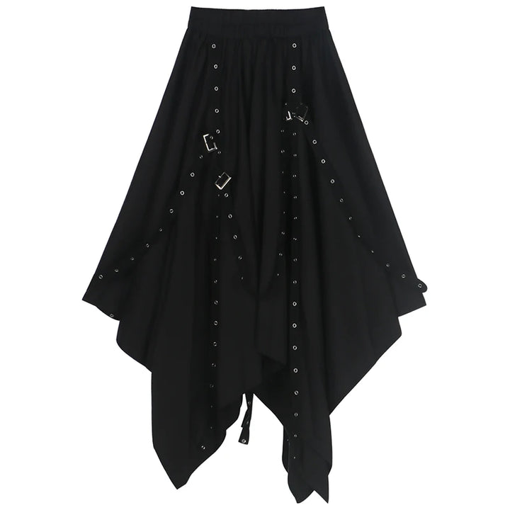 Black Steampunk Skirt With Straps edgy