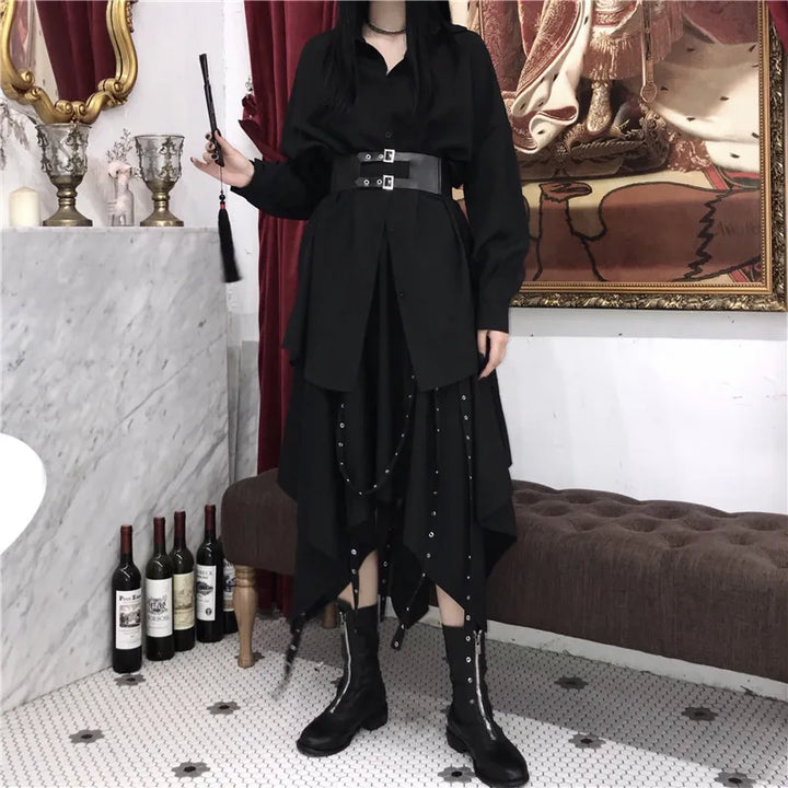 Black Steampunk Skirt With Straps gothic