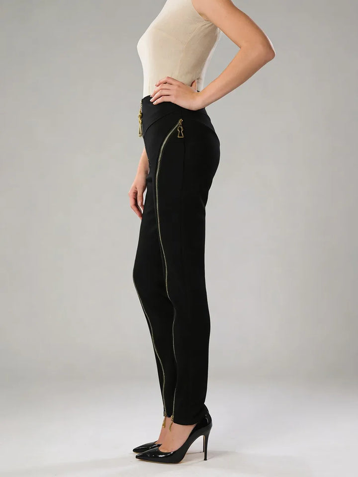 Black Steampunk Zipper Pants Casual