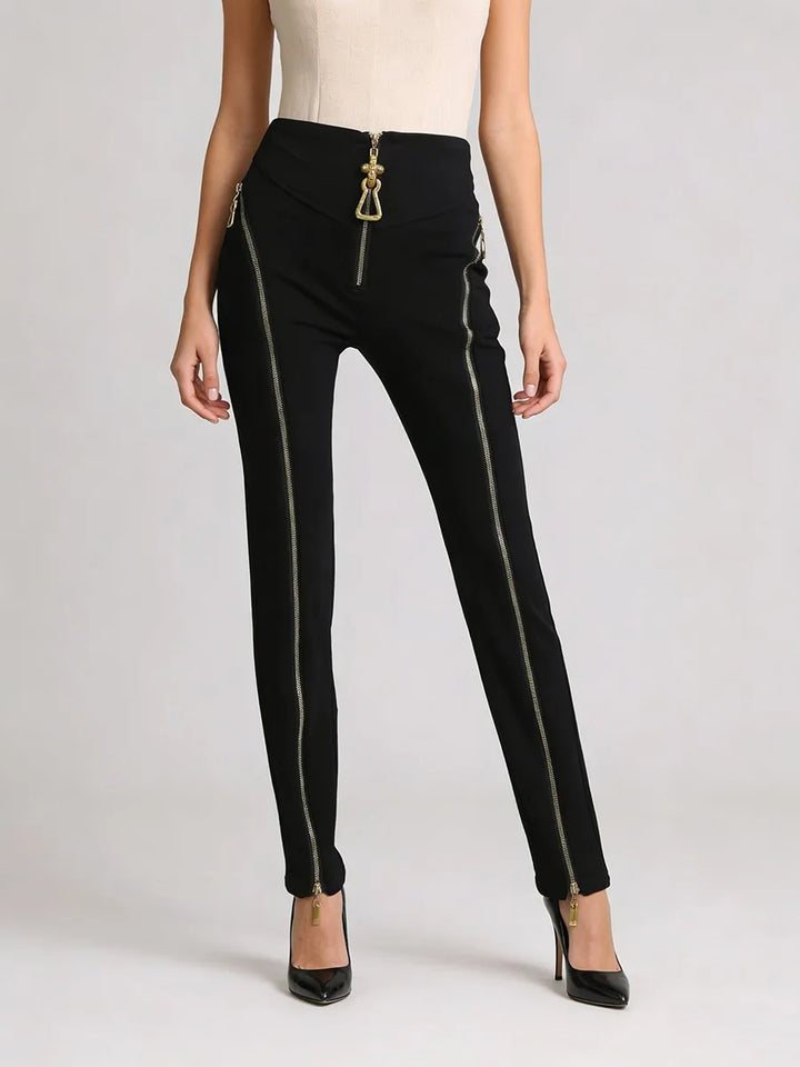 Black Steampunk Zipper Pants Design