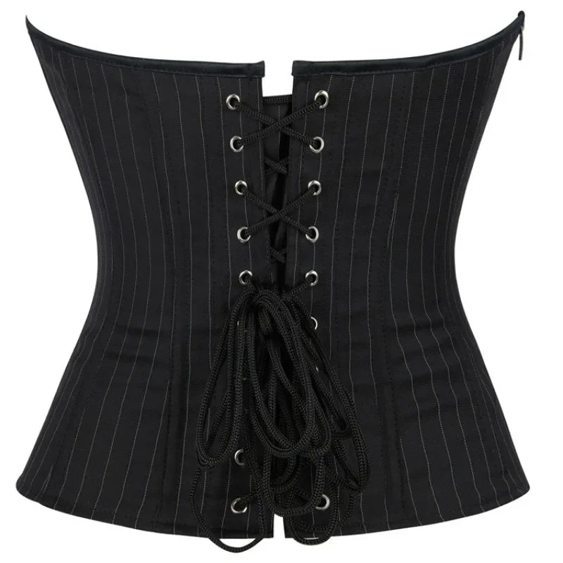 Black Striped Steampunk Corset Modern